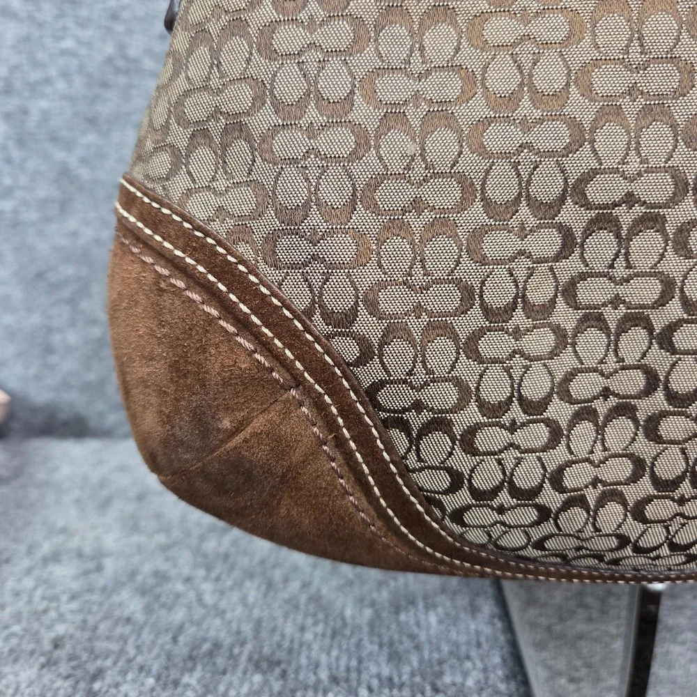 Coach F10926 Vintage Soho BROWN Leather & Signature C Canvas Shoulder‎ Bag y2K